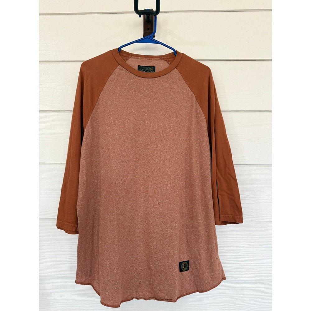 B- 14- HUF DBC Mens Raglan Baseball Tee Rust Orange  3/4 Sleeve Shirt Size M